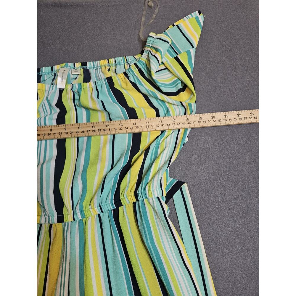 Tacera Jumpsuit Womens Medium Colorful Striped Wide Leg Faux Wrap - Picture 4 of 8